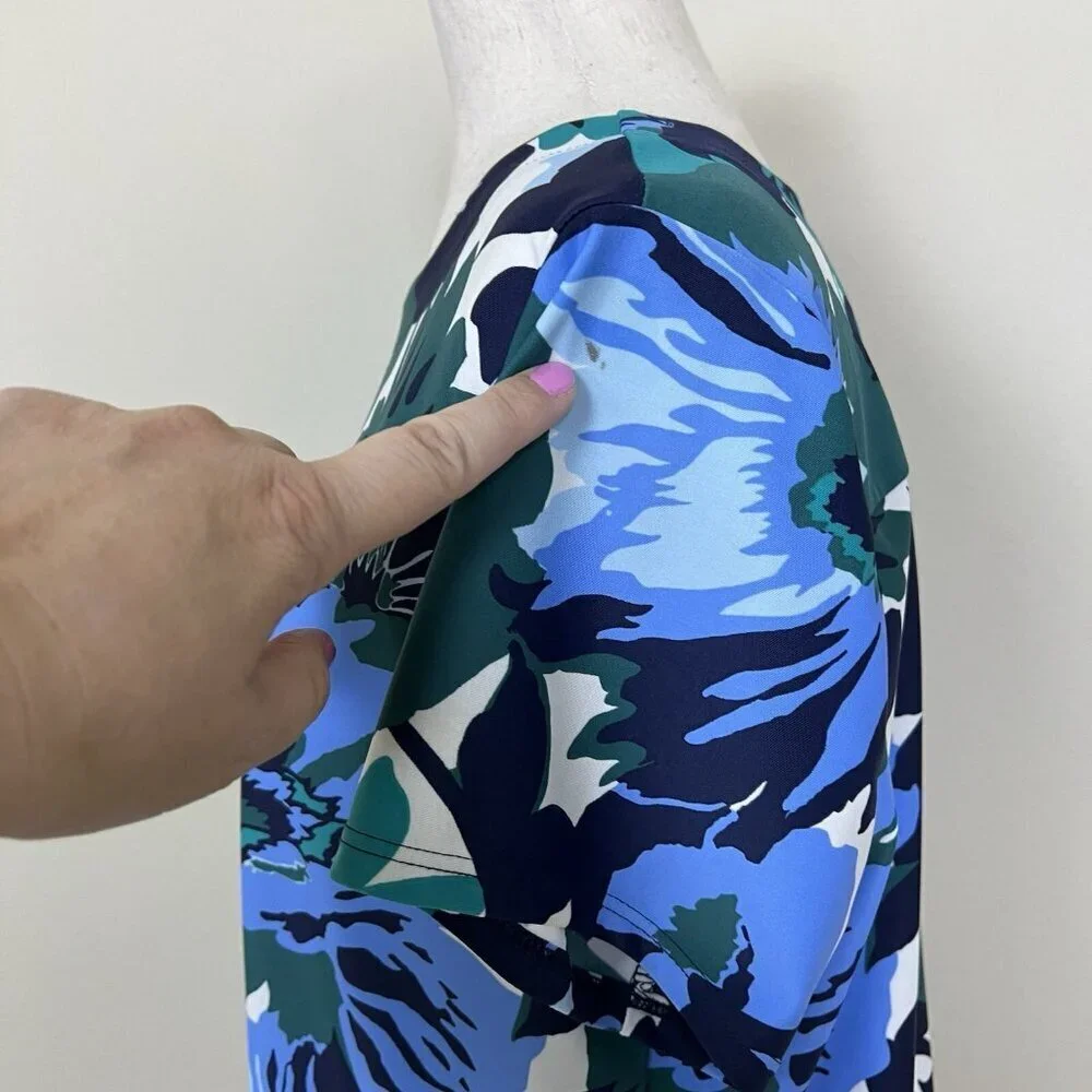 Jude Connally Ella Dress Size Large Jude Cloth Floral Nylon Stretch Short Sleeve - Picture 10 of 15